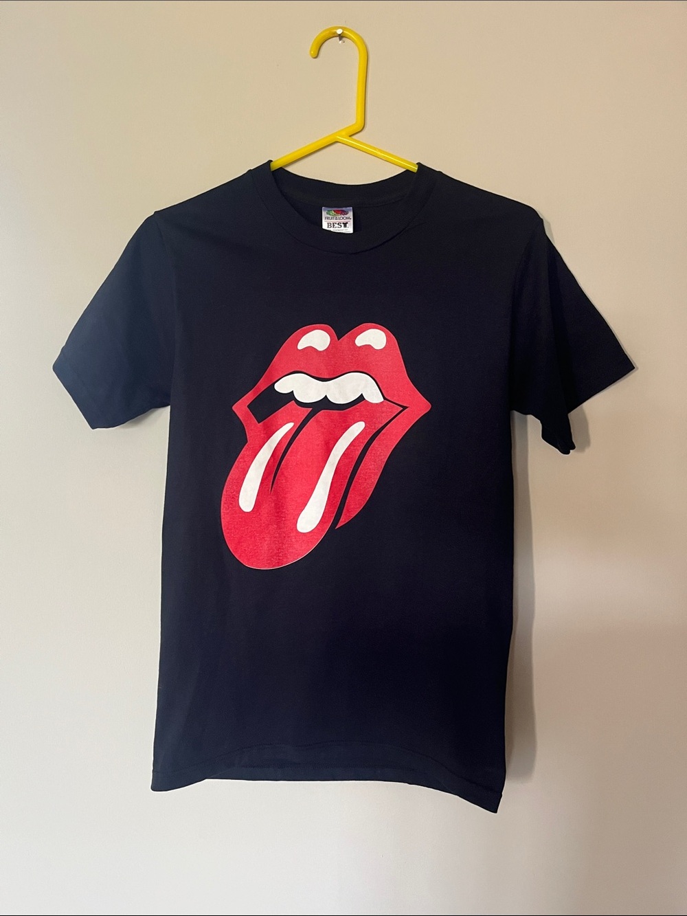 Black Graphic Tee with Red Tongue Logo